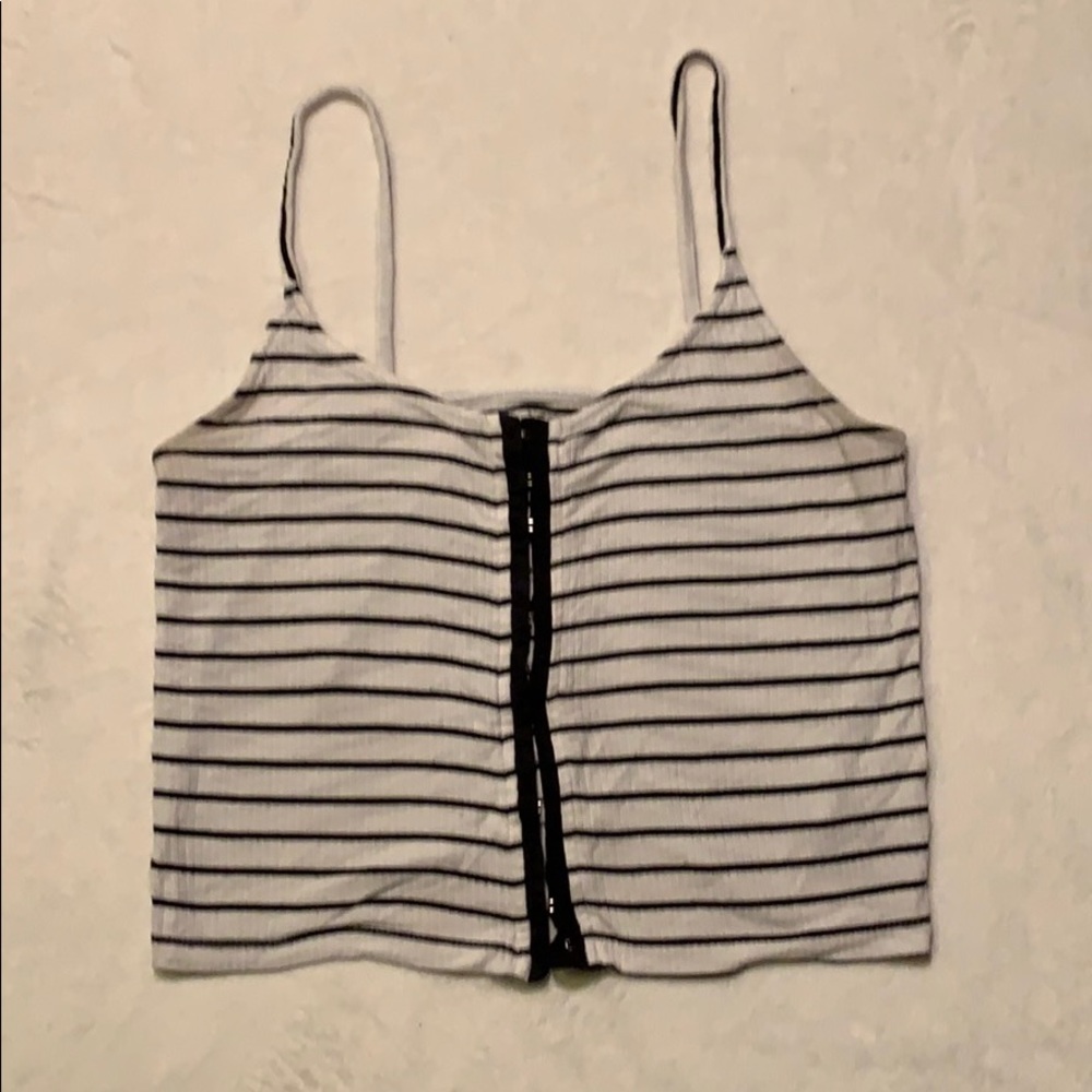 American Eagle striped ribbed crop tank top